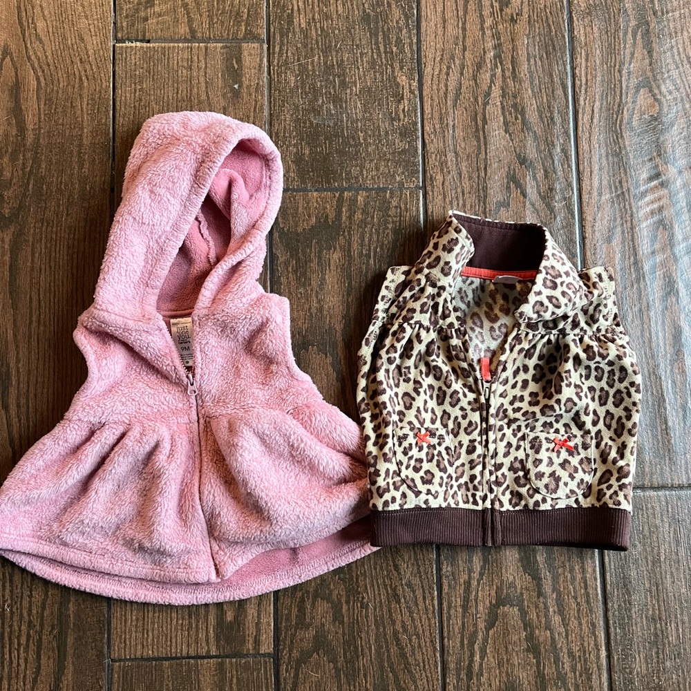 Pink Hooded Vest and Leopard Print Jacket